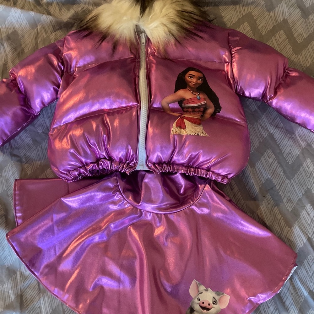 MOANA PRETTY GIRL OUTFIT WITH PUFFY COAT & skirt